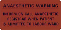 Anaesthetic Warning Labels
